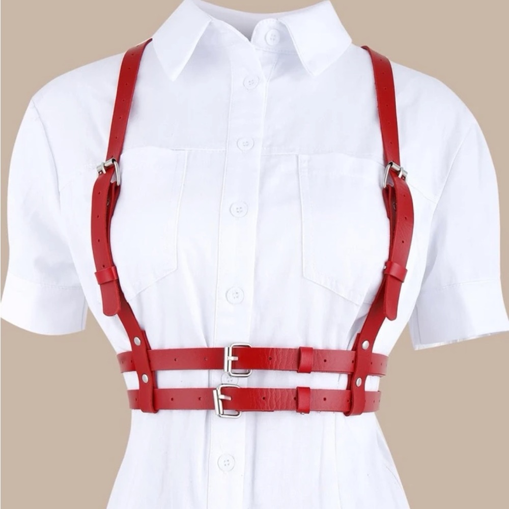 Red Underbust Double Harness Belt New - Picture 2 of 9